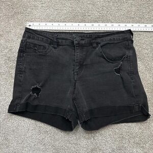 Refuge Women's Black Distressed Denim Cutoff Shorts Size 8 Stretch